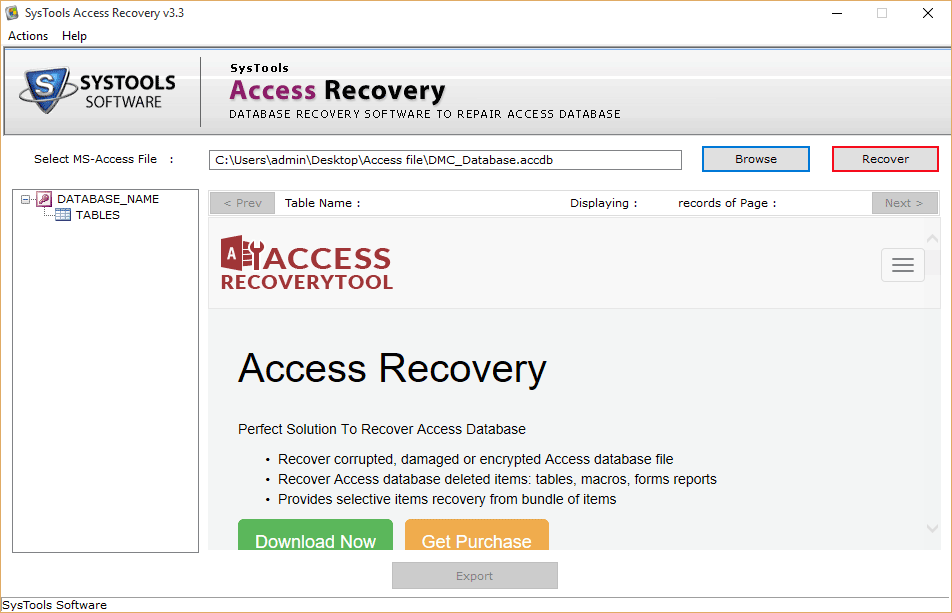 Click on Recover to Convert