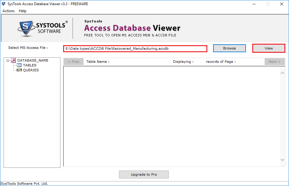 View Access file data
