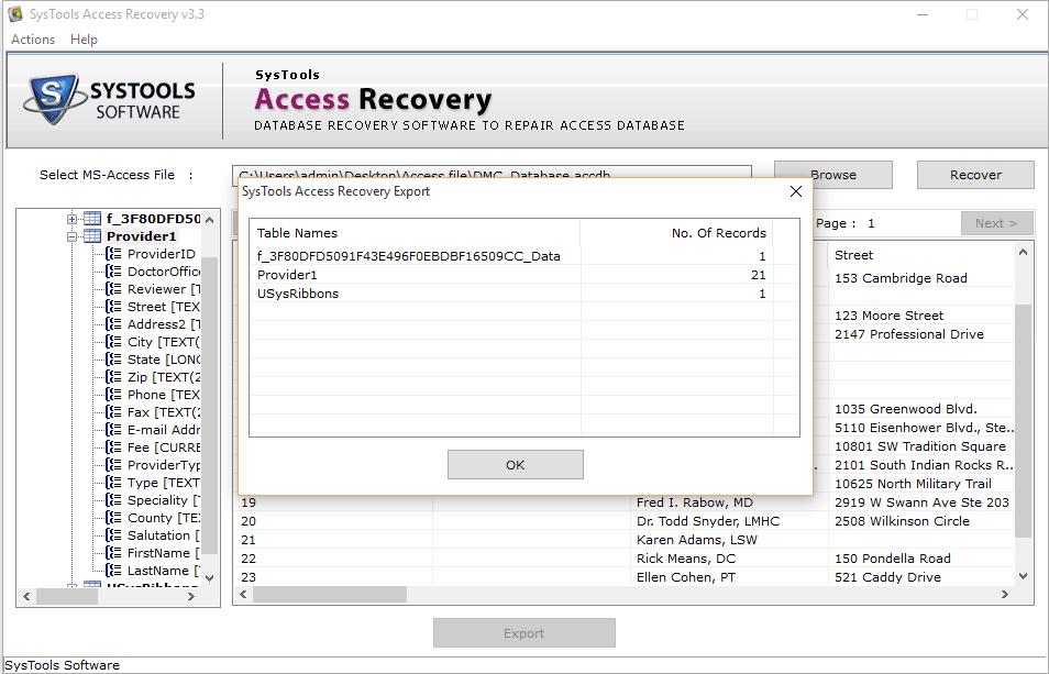 Converted MDB to CSV