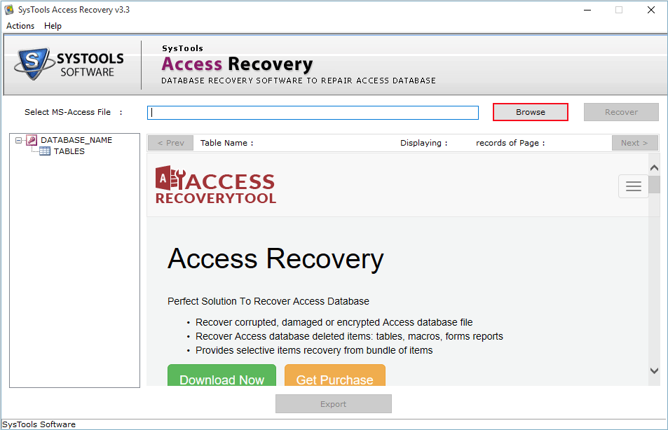 Browse corrupt access file