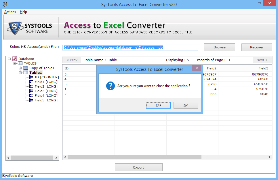 Export into Excel