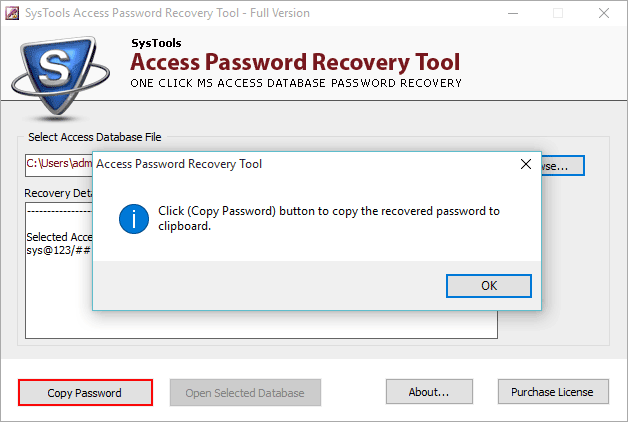 click on copy password