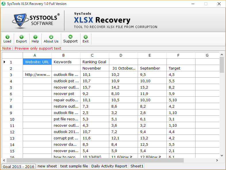 preview repaired xlsx file data
