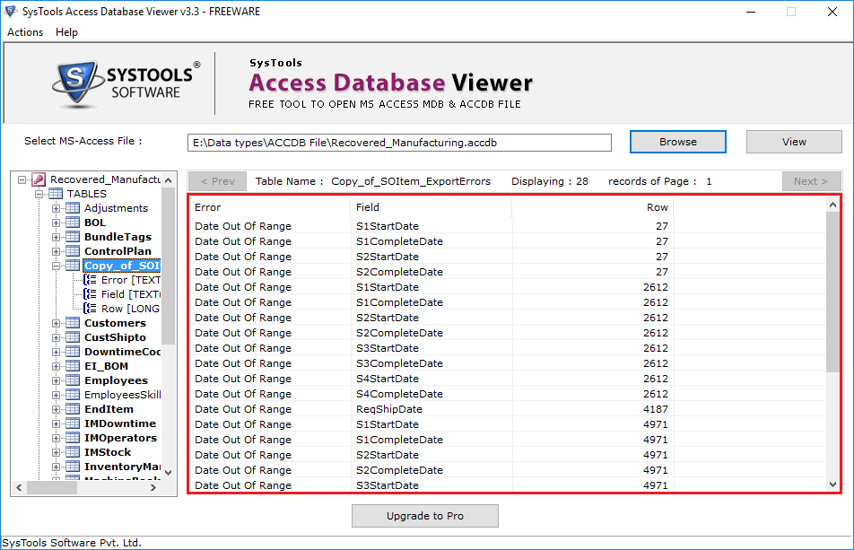 ACCDB viewer. Viewer for MS access database. DB viewer. Dbase 3. Access db