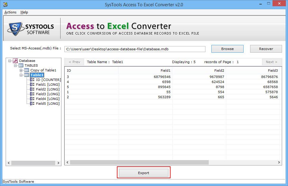 recovered mdb data