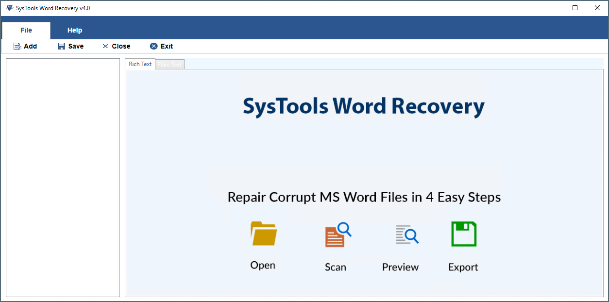 Open Word repair tool